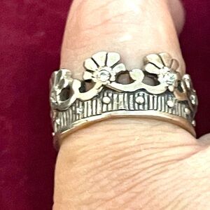 Sterling CZ  Crown Ring sz 7.25